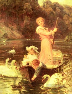 Frederick Morgan Painting - A Day On The River rural family Frederick E Morgan